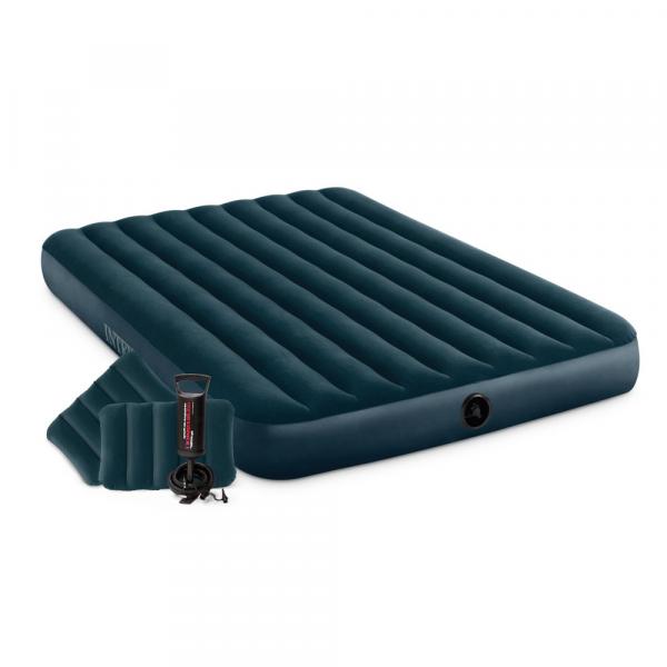 Combo colchón inflable Intex 152 × 203 × 25 cm con 2 almohadas e inflador manual