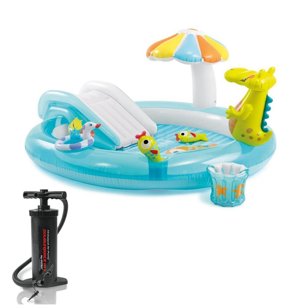 Combo Intex Play Center Inflable Gator 180 L + Inflador Manual 24385/4