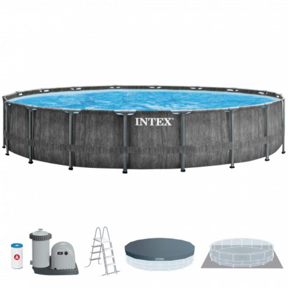 Pileta Estructural Redonda INTEX Greywood Premium 549 X 122 cm C/Bomba + Acces 2