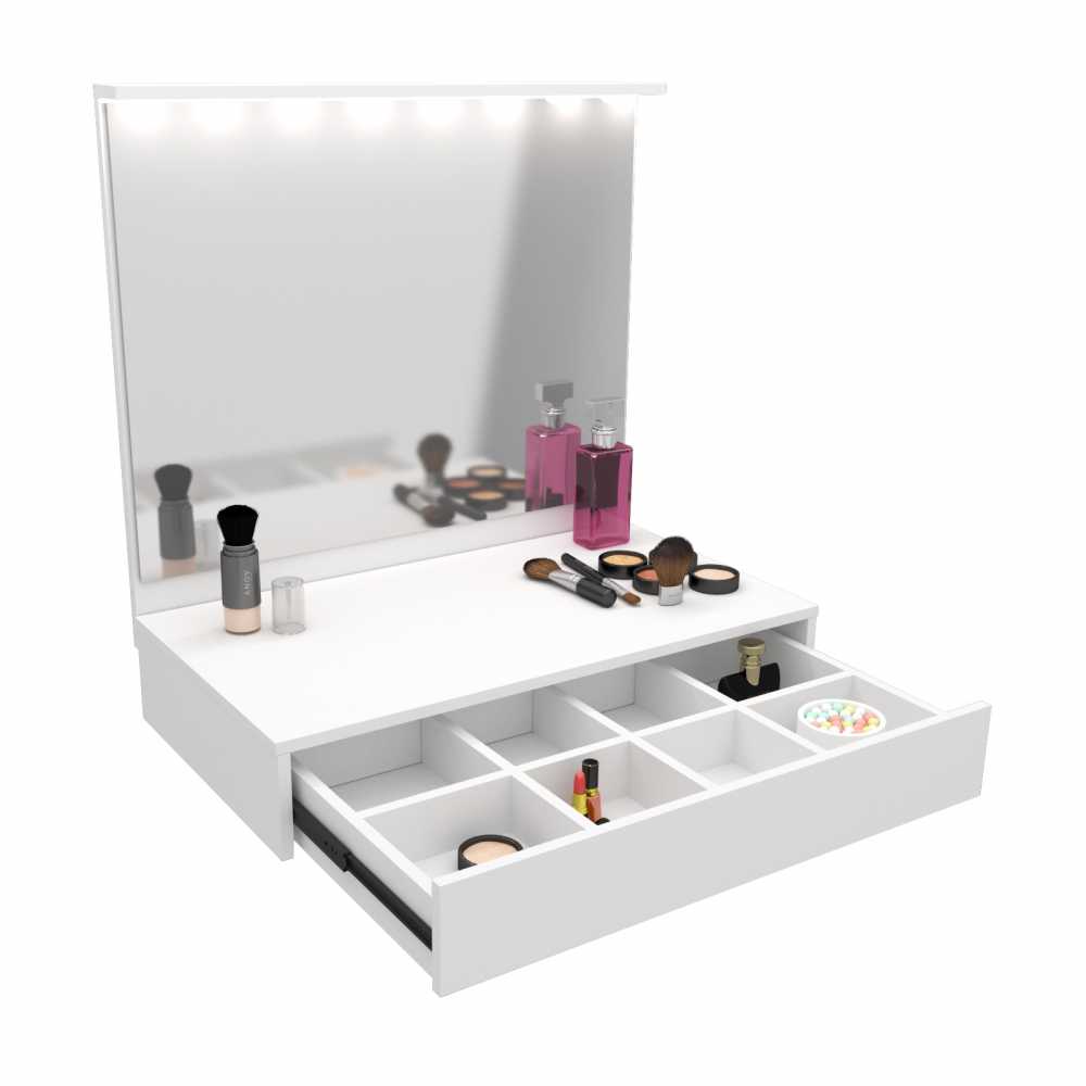 Tocador Maquillador CORSA con Espejo y Luz Led Flotante Blanco