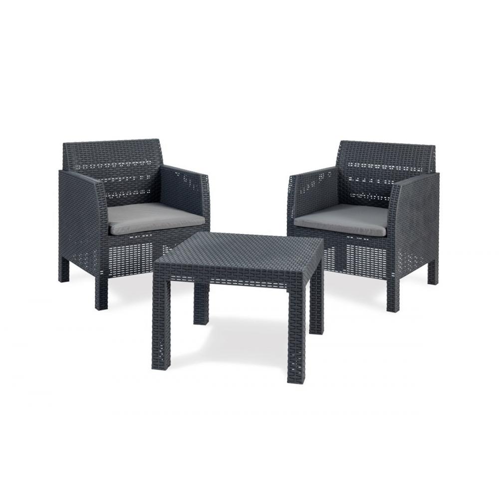 Juego de sillones toomax Matilde 3 piezas negro ratan 26235/4
