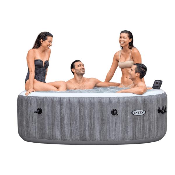 Spa Jacuzzi redondo terminación madera gris