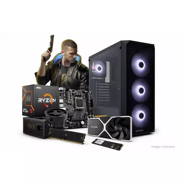 Pc Necxus Gamer Ryzen RYZEN 5 7600x 16GB DDR5 512Gb M.2 PCIe RTX3050 6GB