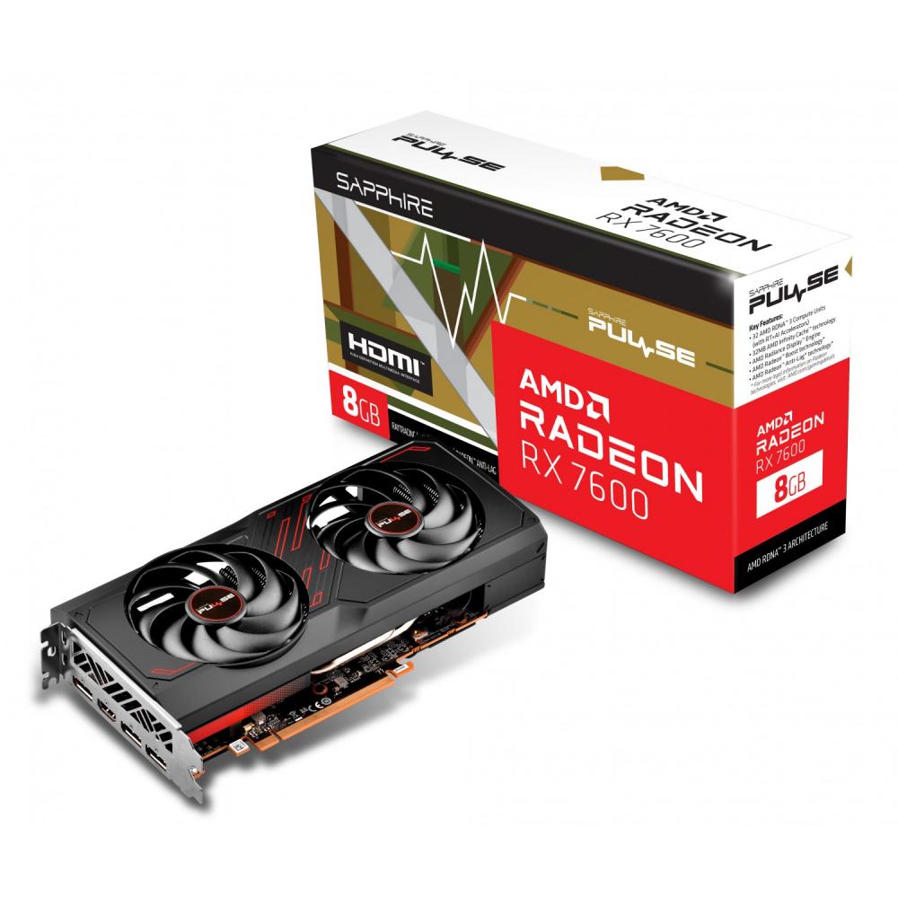 Placa de video sapphire pulse Radeon rx 7600 oc 8gb