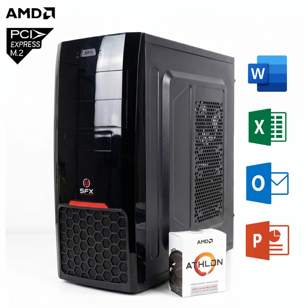 Pc Necxus de Oficina Athlon 3000G 8GB 500GB SSD PCIe Gabinete KIT