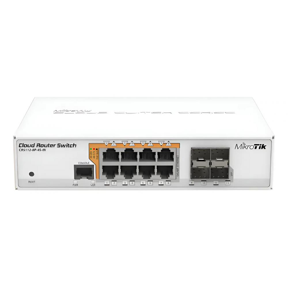 Switch mikrotik 112-8p-4s-in 8p gb poe +4sfp f/i sin int CRS1128P4SIN
