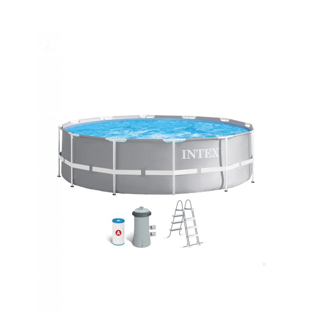 Pileta De Lona Redonda Intex Prisma Frame Premium 366 X 99 CM C/Bomba y Escalera