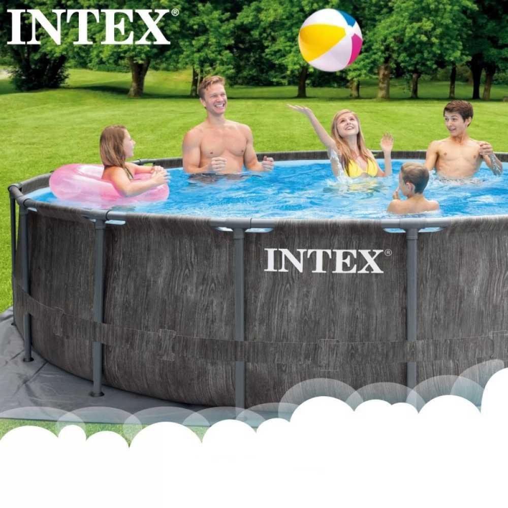 Pileta Estructural INTEX Greywood Premium 457 x 122 Cm + Bomba 25336/5 + Red de 