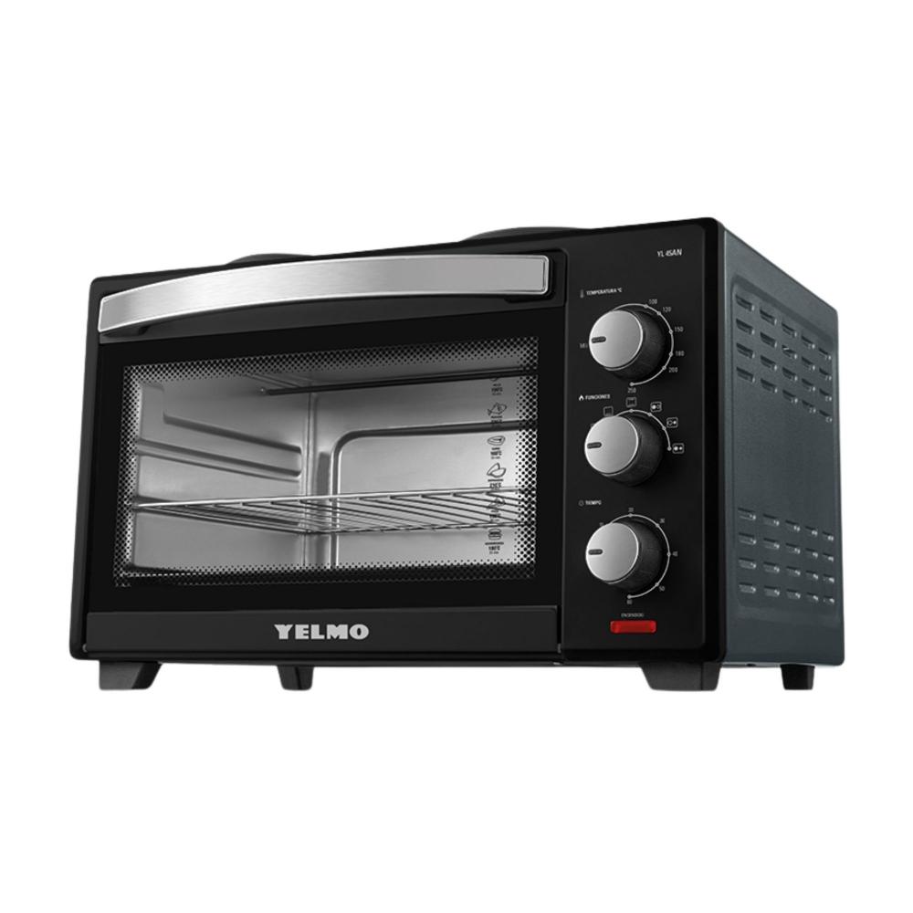 Horno electrico yelmo doble anafe superior 45lts 1600w bandeja y temporizador
