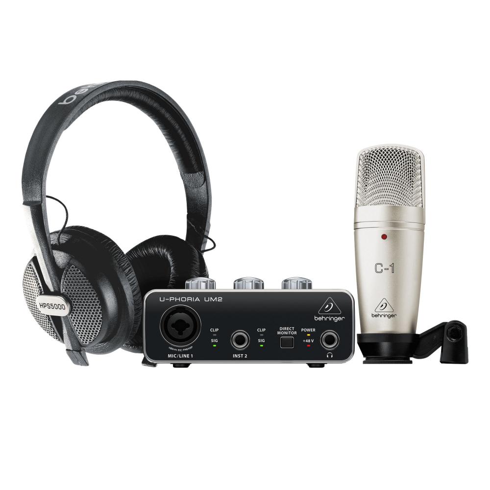 Placa De Sonido Behringer Kit u-phoria Studio Um2 + Hps5000 Mic C1