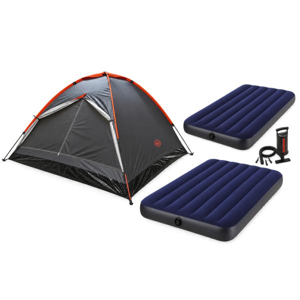 Combo Foco: carpa, 2 colchones inflables e inflador