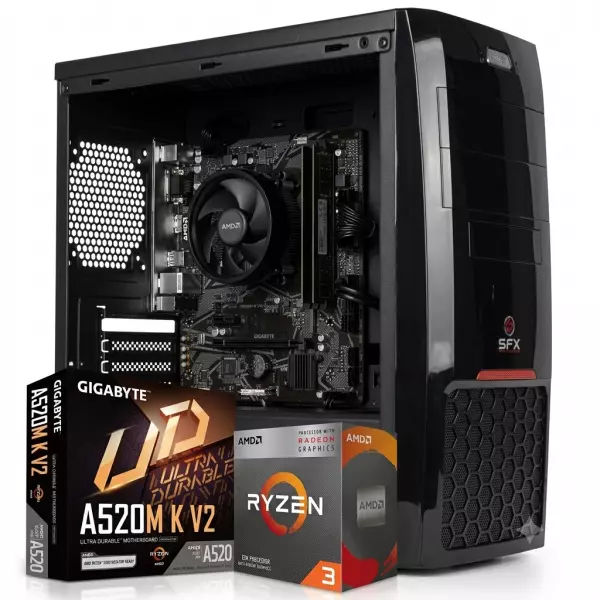 Pc Necxus Gamer Ryzen 3 3200g 8GB 500GB SSD M.2 Gabinete KIT