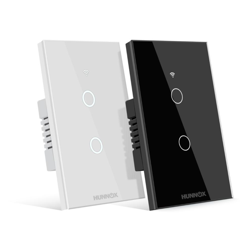 Tecla Hunnox Smart Tactil 2 Canales Compatible Google Alexa Color Blanco