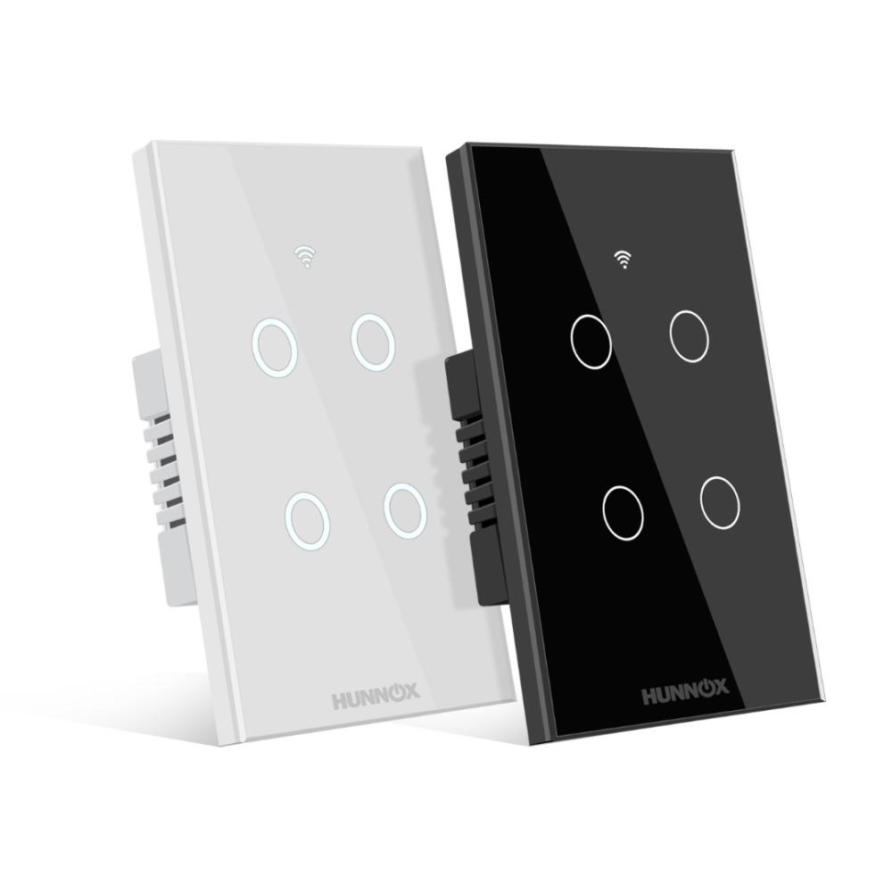 Tecla Hunnox Smart Wifi Touch Inteligente 4 Canales Color Blanco