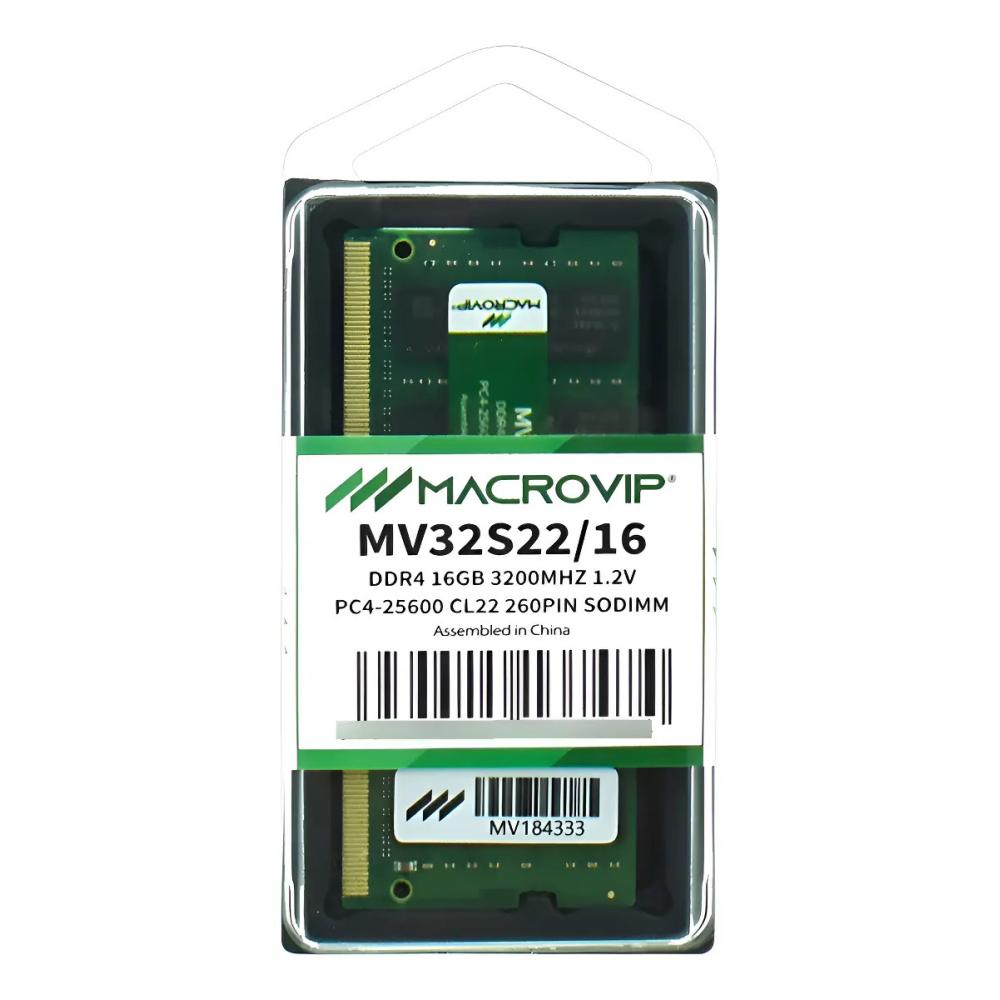 Memoria RAM Macrovip 16GB DDR4 SODIMM 3200MHz para Notebook