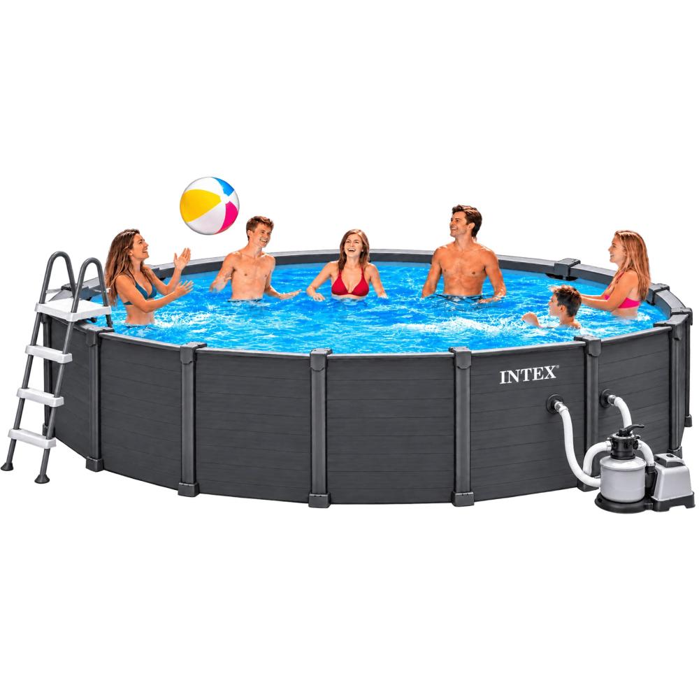 Pileta Estructural Intex Graphite Gray Panel 478x124 cm con Filtro de Arena