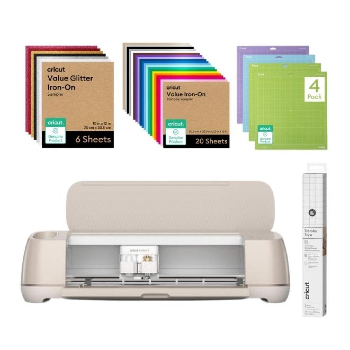 Cricut Maker 4 Rosa Plotter de Corte + Vinilos Glitter y Tapetes