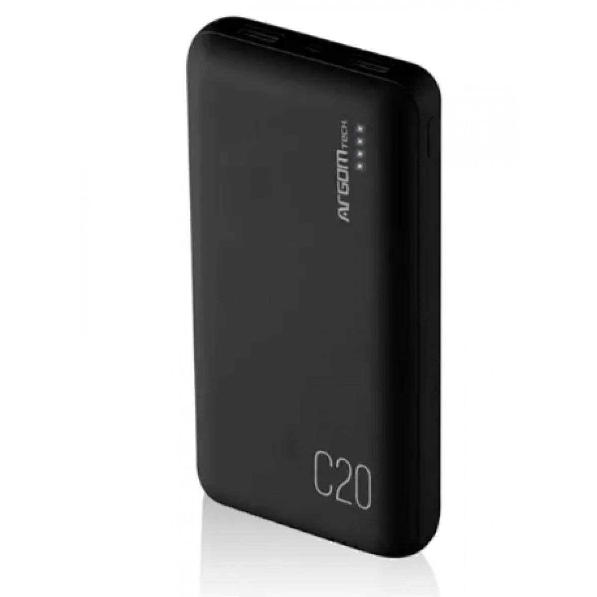 Power Bank Argomtech C20 20000mAh Alta Capacidad Negro