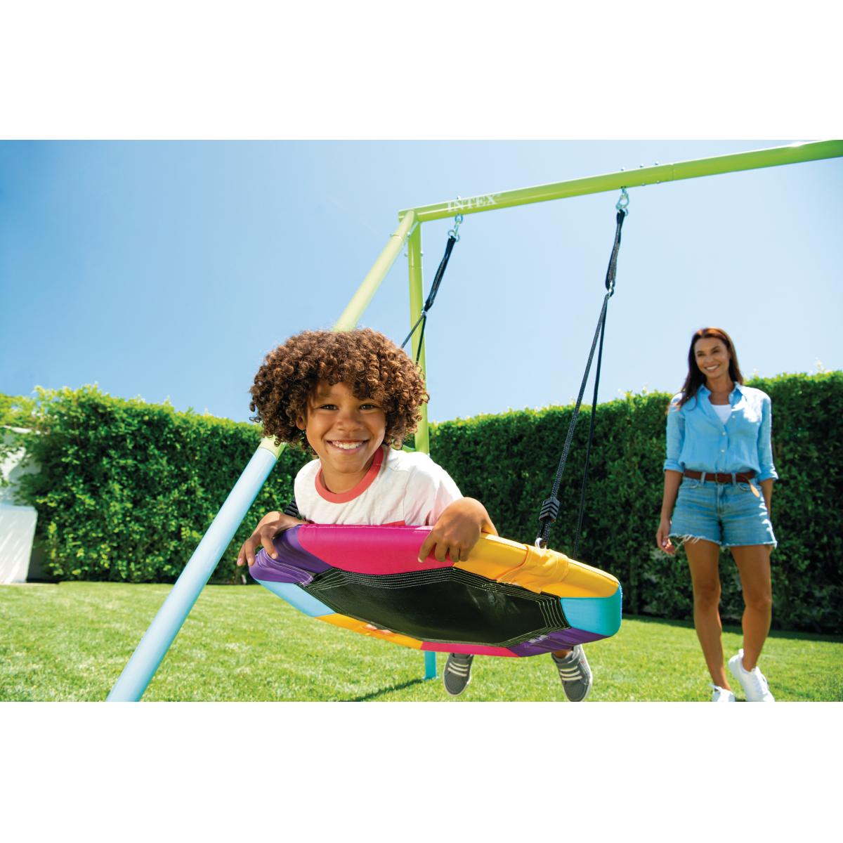 Juego De Plaza Dos Hamacas + Mecedora verde Celeste 27485/4