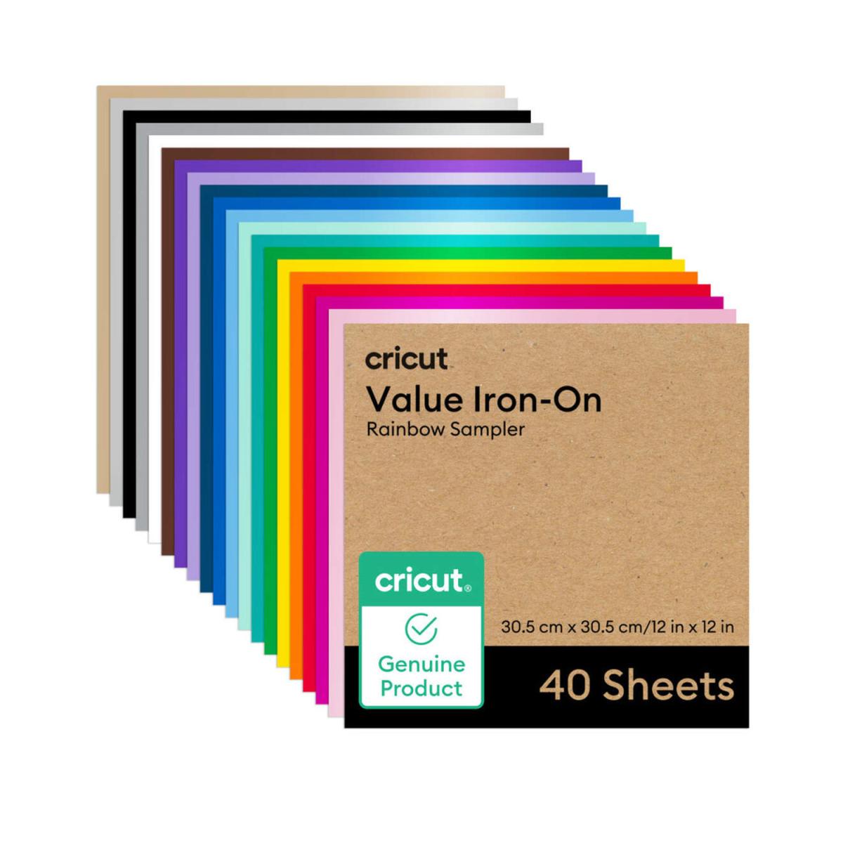 Cricut Value Iron-On Pack 40 Hojas Vinilo Termoadhesivo 12x12