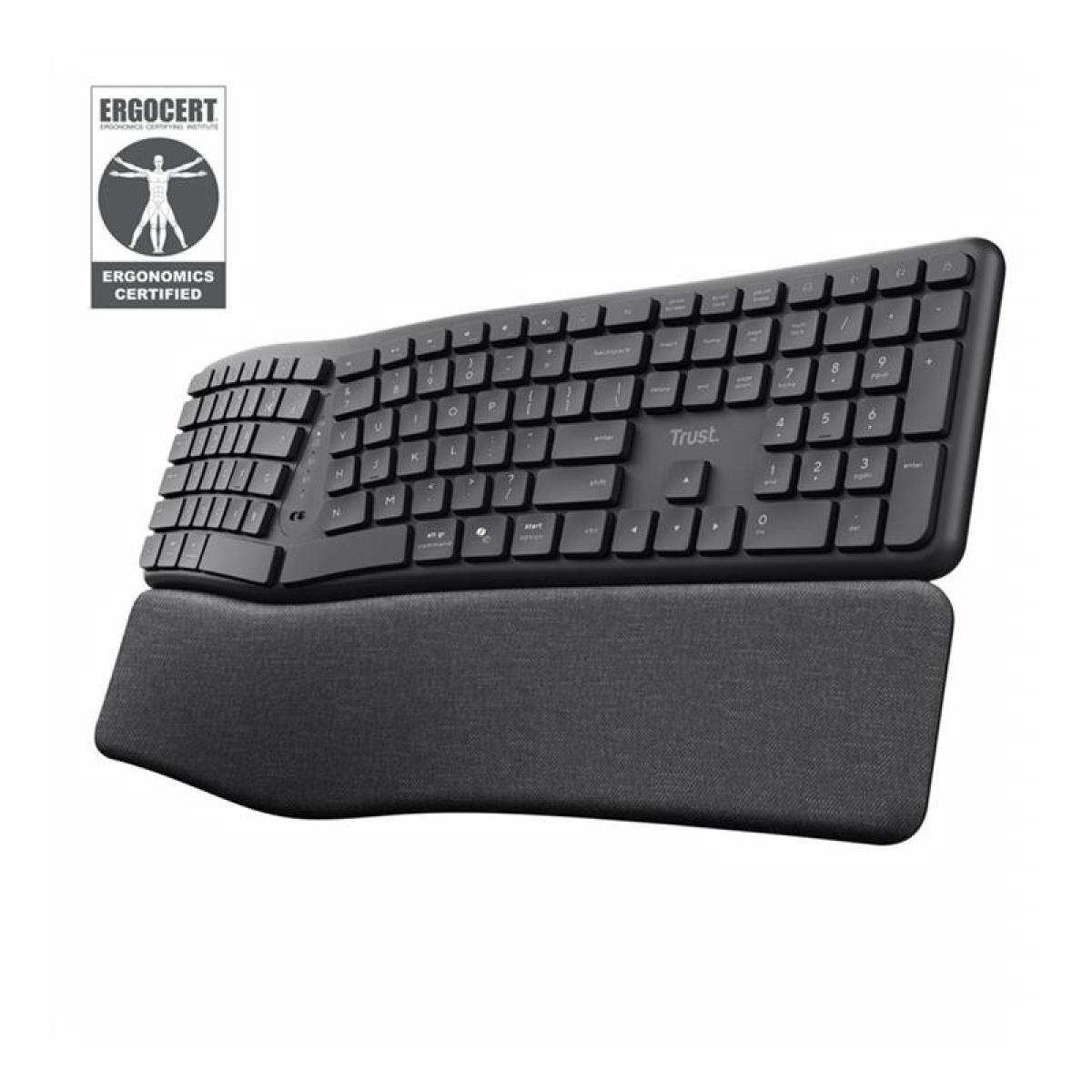 Teclado Trust Keyra Inalámbrico Ergonómico Bluetooth USB Multi