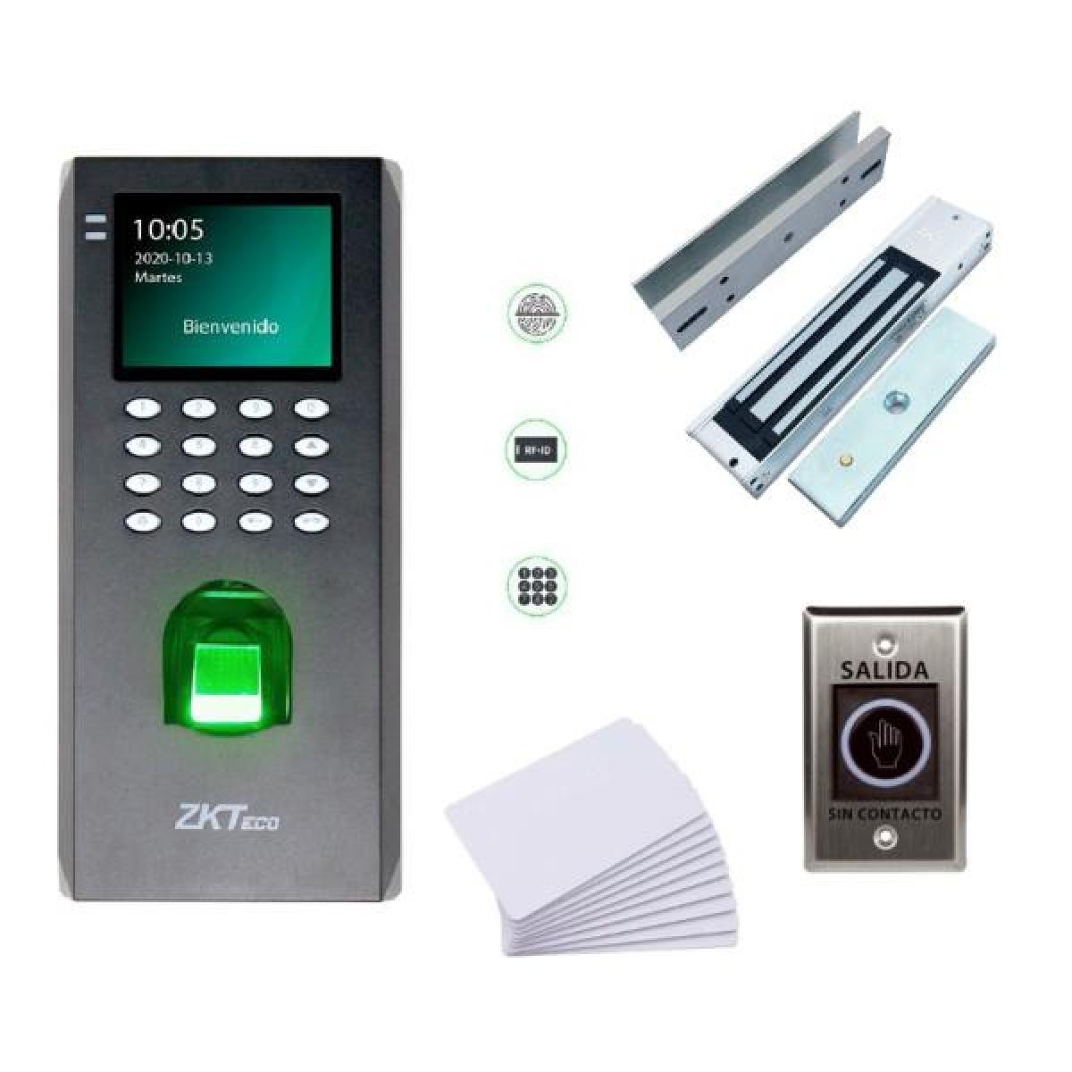 Kit Control de Acceso ZKTECO LF20 con Tarjeta, Botón y Cerradura