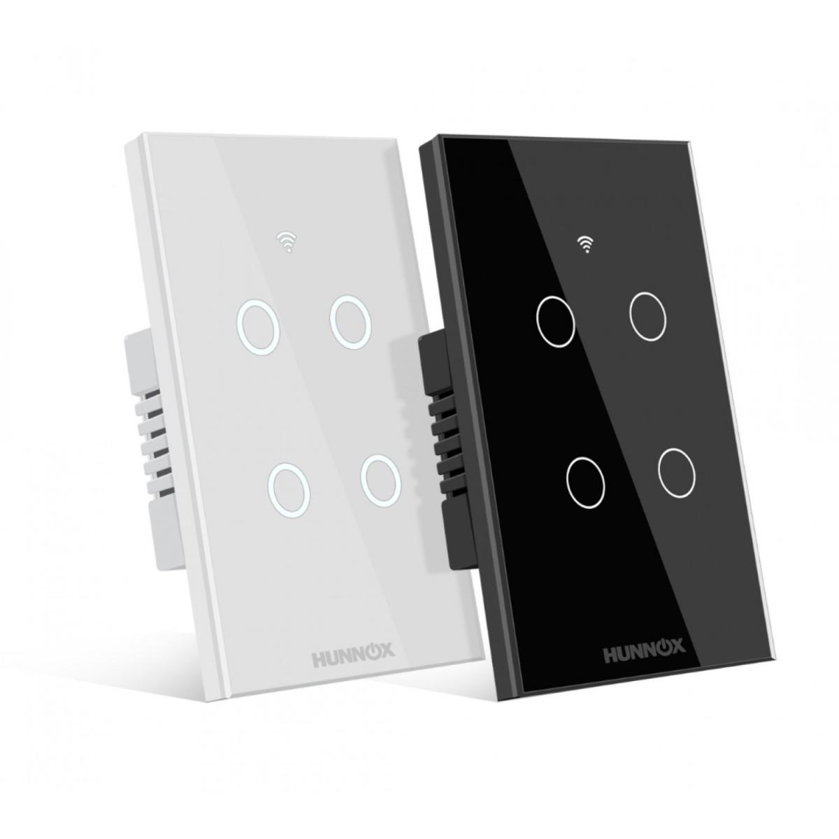Tecla Táctil Inteligente HUNNOX Smart 4 Canales Negro
