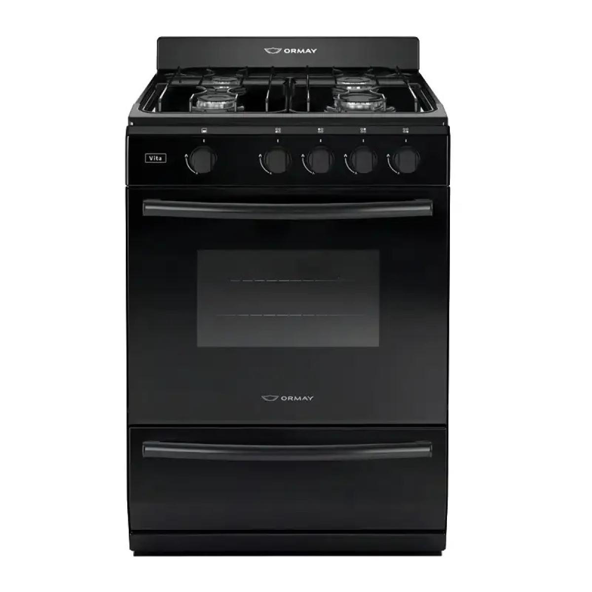 Cocina multigas 58cm Ormay Vita negra 4 hornallas horno parrilla