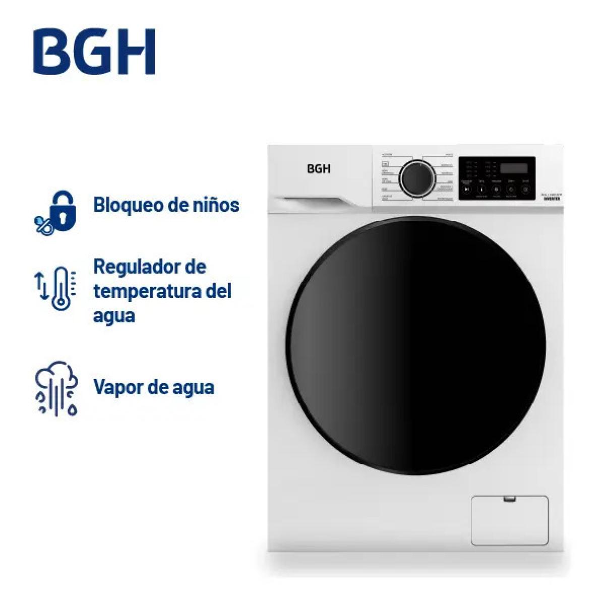 Lavarropas BGH Inverter Carga Frontal 8 kg Blanco
